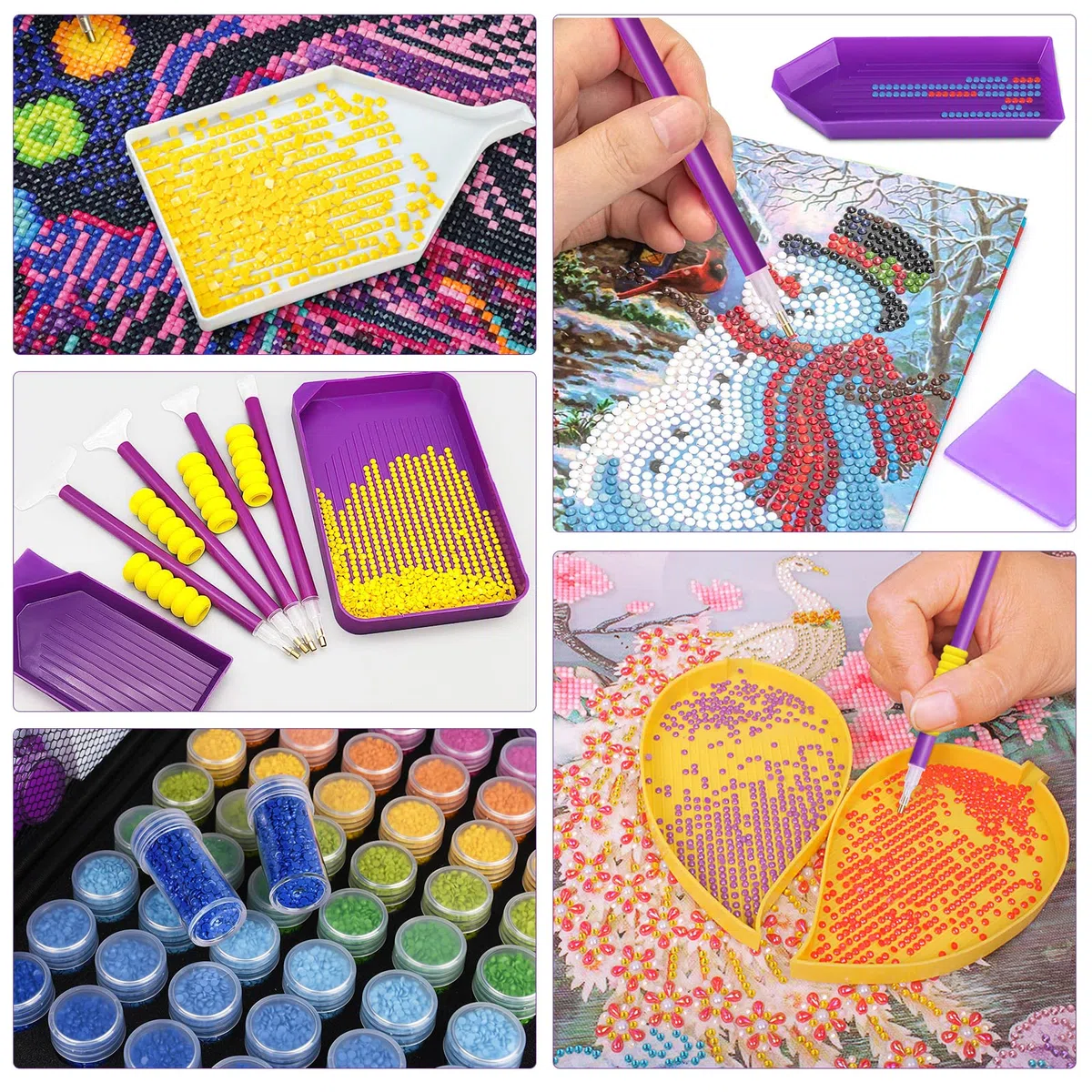 Strumenti di Pittura Diamante,Diamond Painting Kit Completo,132 Pezzi DIY Diamond Painting Kit,con 70 scomparti, per Fai da Te, Nail Art,Lavori Artigianali,Orecchini