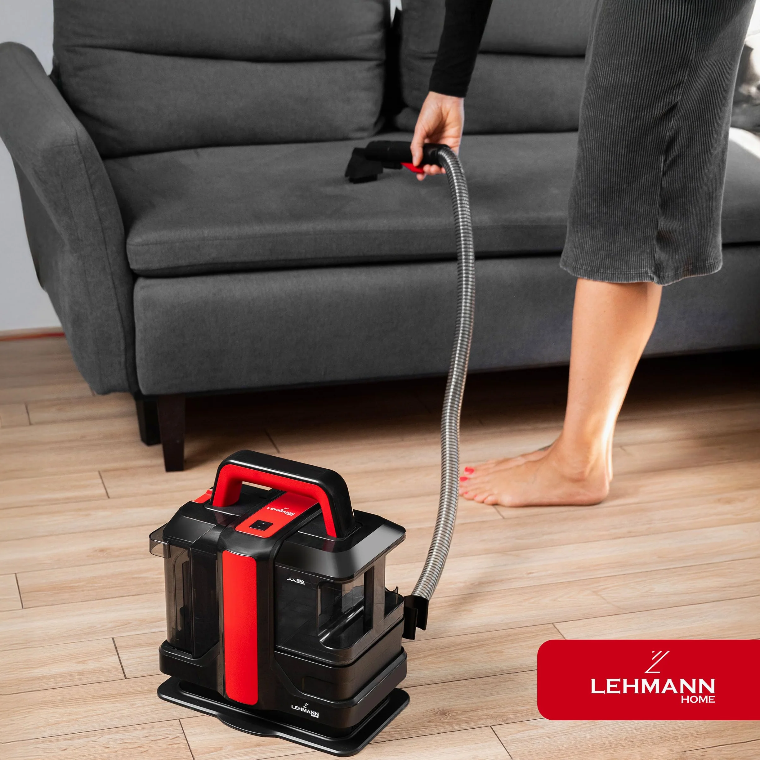 LEHMANN EasyWash Lavatappeti Portatile - Aspirapolvere Lava e Asciuga - Sistema a Doppio Serbatoio - Lava Tappezzeria, Tappeti, Moquette, Materassi e Pulisci Divani - Accessori Inclusi - 750 W