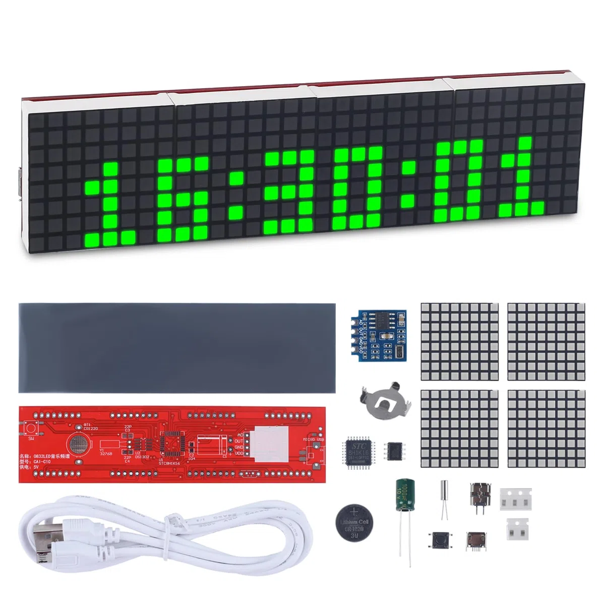 PEMENOL Kit Elettronico Orologio Digitale Fai Da Te Con 18 LED Lampeggianti, Porta Di Ricarica USB, Kit Di Saldatura Per Studenti E Principianti Che Imparano A Saldare