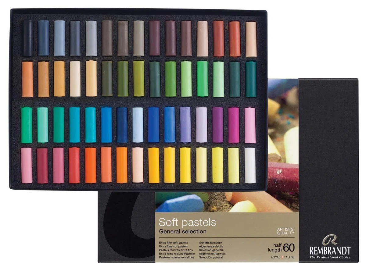 Rembrandt Set professionale di pastelli morbidi Selezione generale di colori Deluxe | 60 pastelli medi