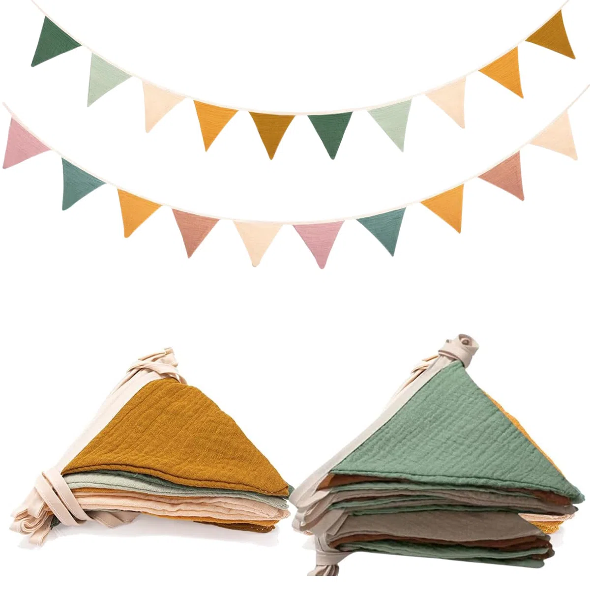 2 Pezzi Bandierine,Festoni,Bandierina Banner,Bandierine Letto Montessori Bandierina Triangolari Cotone,Triangolo Bandiera Ghirlanda