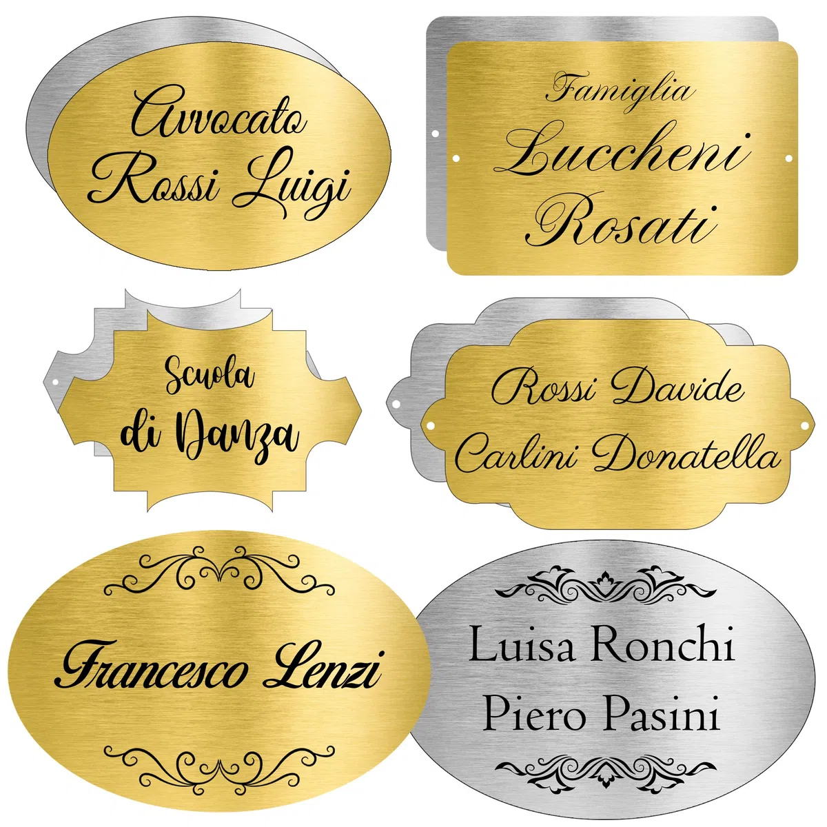 Targa Porta Targhetta Cancello Targhe Ufficio Placca Azienda Insegna Dorata o Argentata | Personalizzabili in laminato plastico da Interno e Esterno