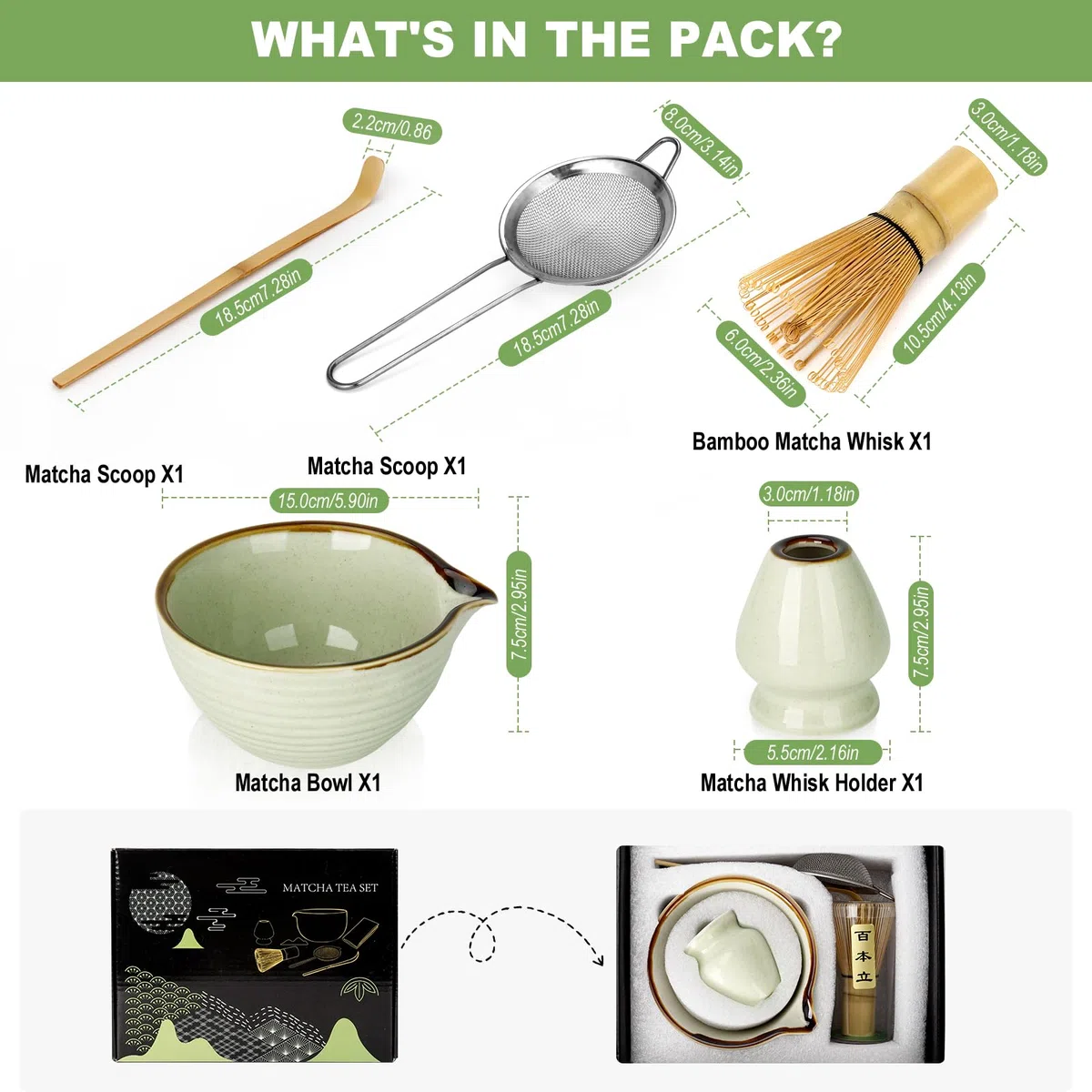 Match Kit FoiiLiio 5 Pezzi Matcha Bowl con Beccuccio Matcha Tea Kit Matcha Set da Tè Matcha per Preparare la Colazione/Latte