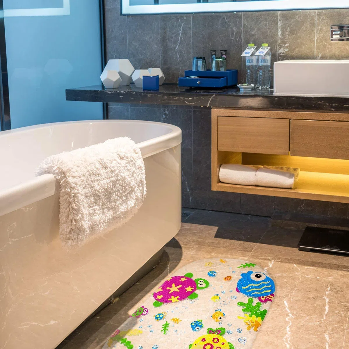 Tappetino Doccia Antiscivolo,Tappetino da Bagno dei Cartoni Animati con Ventose Tappetino per Vasca da Bagno Bambini
