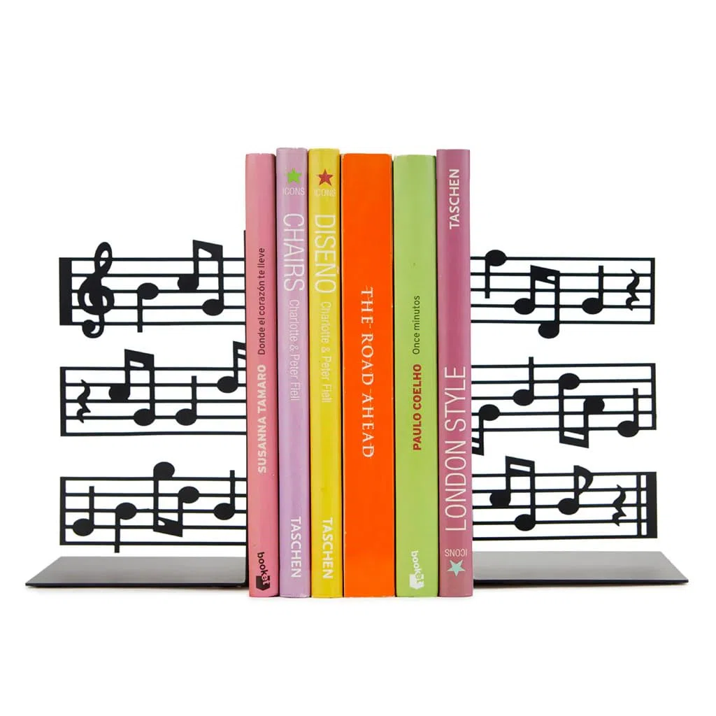 Balvi Fermalibri Musik Colore Nero Un pentagramma come supporto per i libri Metallo