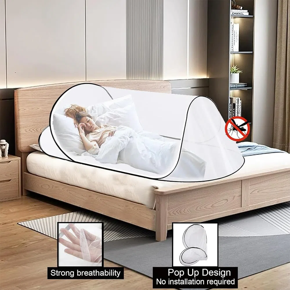 Zanzariera Pop Up 200 x 80 x 56 cm, Zanzariere Viaggio Pieghevoli Portatili, Rete Antimosche Per Sacco A Pelo Ultraleggero, Rete Anti Zanzare Per Letto Singolo, Adatto Per Uso Interno Ed Esterno