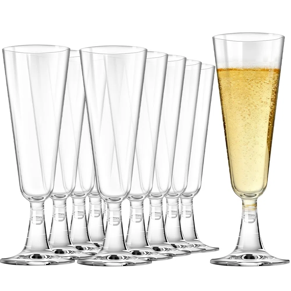50 Pz Bicchieri da Champagne in Plastica Riutilizzabili, Calici Champagne Trasparenti da 150 ml, Bicchieri da Cocktail con Steli Rimovibili per Feste, Matrimoni e Natale