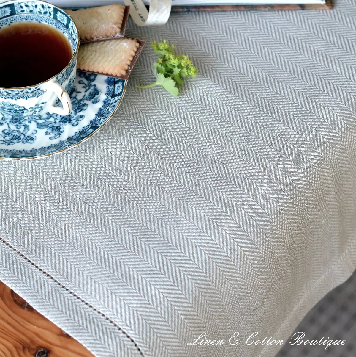 Linen & Cotton Runner Da Tavolo OXFORD, 100% Lino - Beige/Naturale (44 x 130cm)
