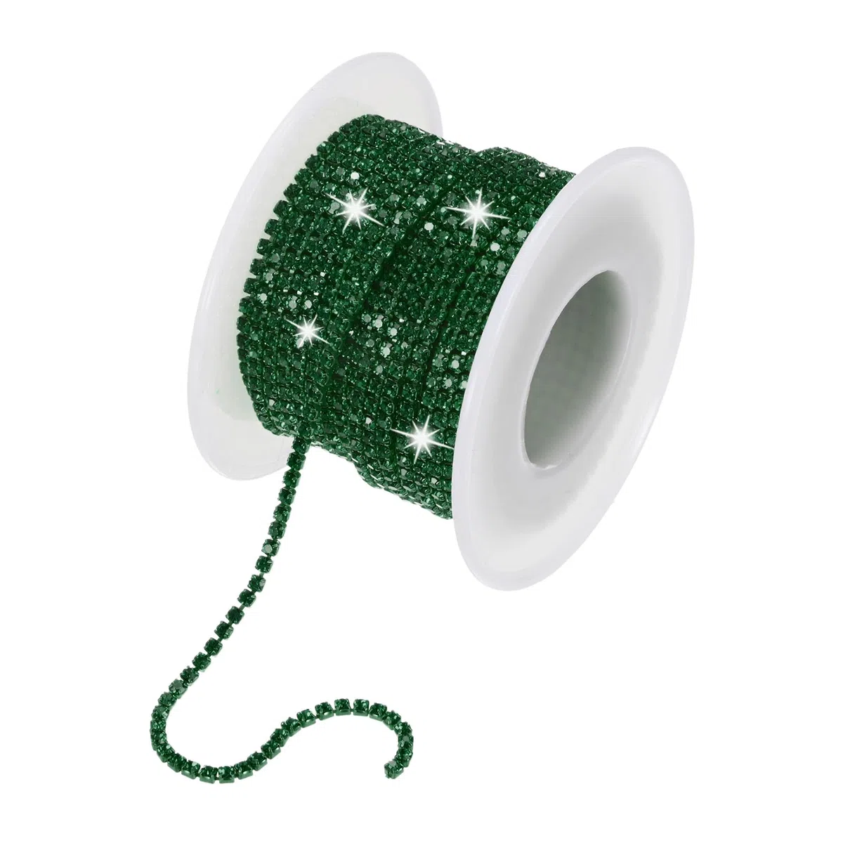 M METERXITY Catena Chiusura Strass Cristallo, 2mm 10 Iarde Catena Fissaggio a File Singola, Rotolo Catena a Artiglio Cristallo per Cucito Artigianale/Artigianato Gioielli [Verde Scuro]
