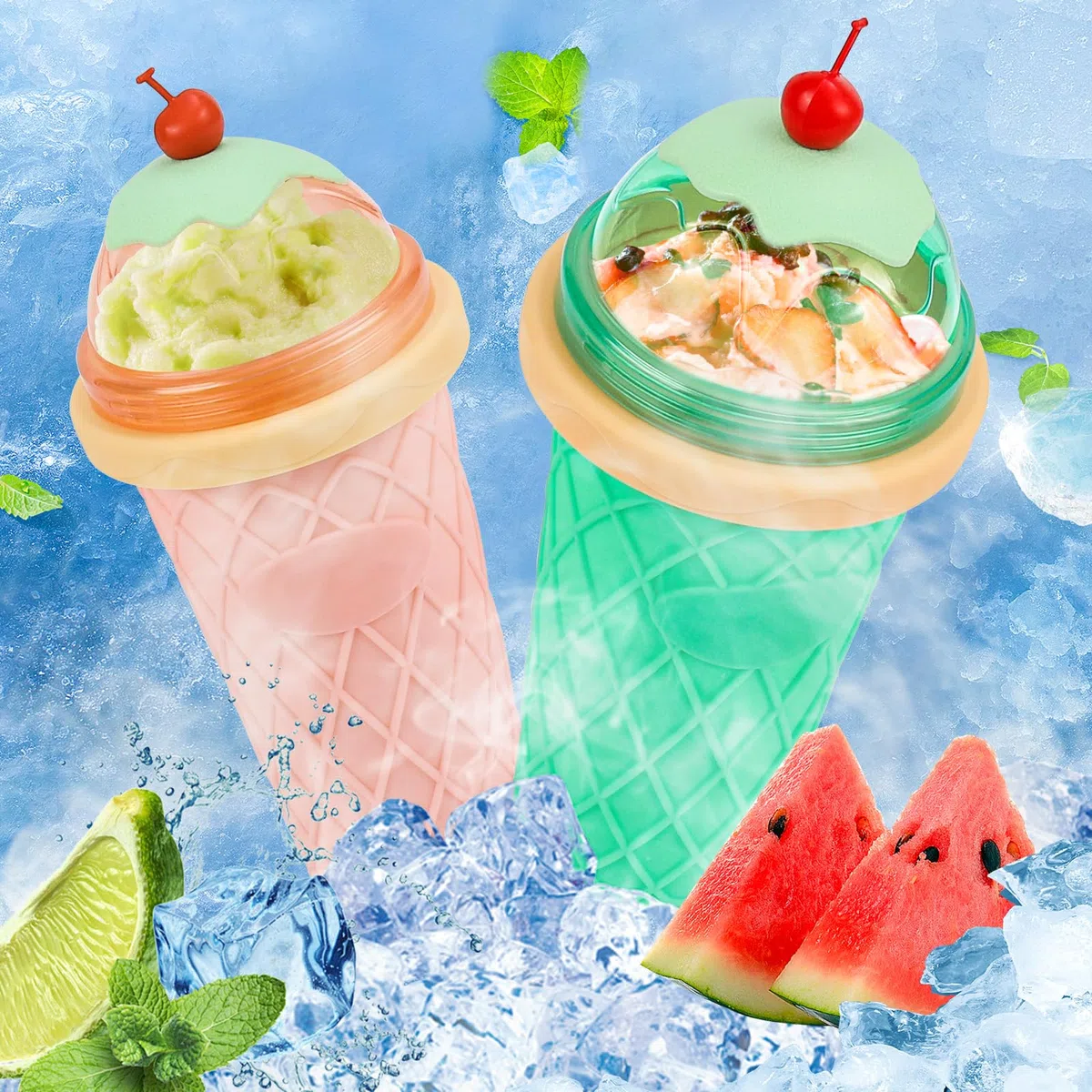 Slushy Maker, Glovios 330ML Slushymaker Mug di Silicone, Quick Frozen Slushy Cup, Slush Ice Maker per DIY Homemade Milk Shake Ice Cream, Rosa
