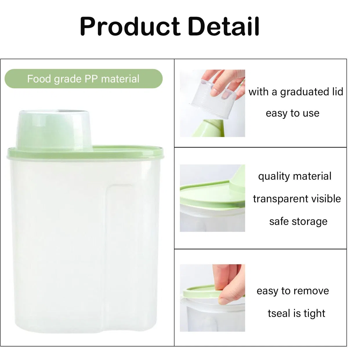 4 Pezzis Contenitore Ermetico Cereali Alimentare, porta cereali da colazione dispenser, Serbatoio Alimenti Secchi, Trasparente Airtight Secco Contenitore Alimenti, Caffè, Farina con Misurino (large)