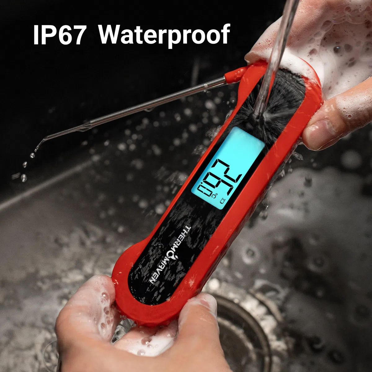 ThermoMaven F1 - Termometro digitale professionale per carne, visualizzazione istantanea 0,5 s, precisione ±0,3 °C, certificato NIST & NSF, impermeabile IP67, sonda girevole a 180°, termometro per