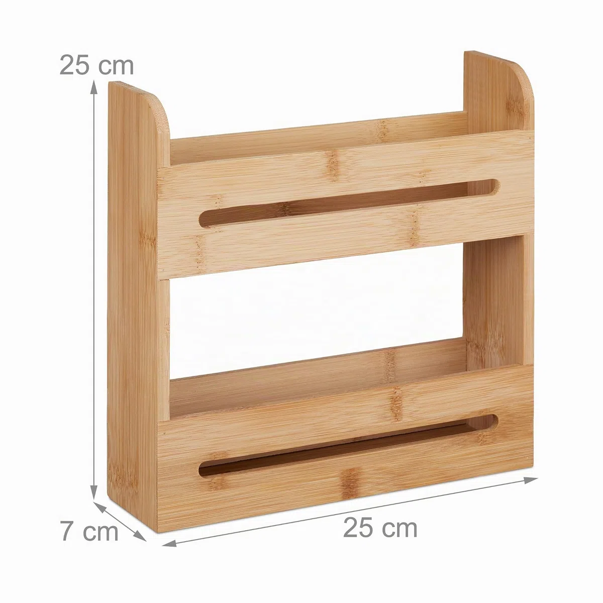 Relaxdays Portaspezie in bambù, Organizer per Spezie con 2 Ripiani, HLP: 25 x 25 x 7 cm, Espositore Spice Rack, Naturale