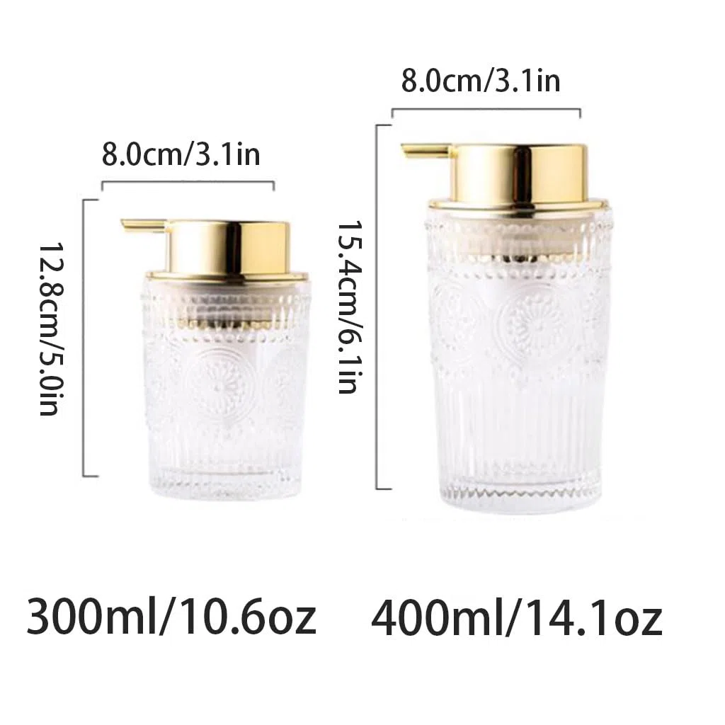 Dispenser di Sapone da appoggio Pressa Manuale Bottiglia di Sapone Contenitore in Schiuma di Vetro Dispenser Doccia Ricaricabile con Pompa per Hotel
