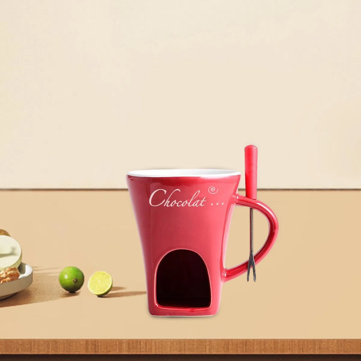 perfk Tazza per fonduta Tazza per fonduta Scaldaburro Tazza per sciogliere caramelle e cioccolato 130 ml per cucina Anniversario Tapas Dessert Fidanzamento, Rosso