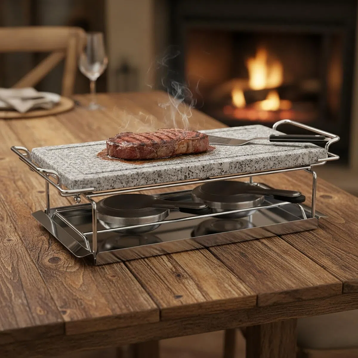 Quid Arbon – Set per Barbecue a Pietra con 2 fornelletti