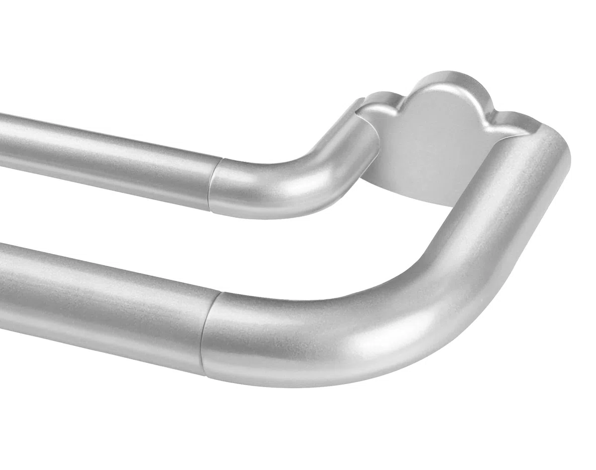 HOTOZON Argento Bastone da Tenda Doppio 90-182 cm, 25 mm Estensibile Bastone Tenda Doppio Montado en la 9ared con Remates de Tapa Para Ventanas