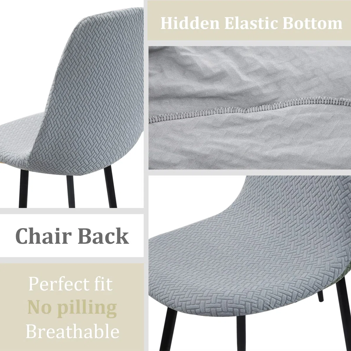 Jaotto Coprisedia Elasticizzati con Schienale 4 Pezzi,Fodere Coprisedia con Schienale Tondo Sala da Pranzo Jacquard Diagonale,Coprisedia Ufficio Universali Lavabili,Vestisedia per Casa Cucina,