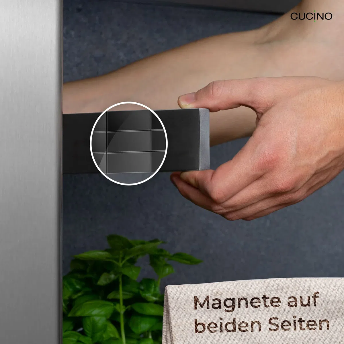 Magnetic Bar Knife con magnete extra forte - Specialmente per il frigorifero, barra magnetica bifacciale in acciaio inox - 40 cm