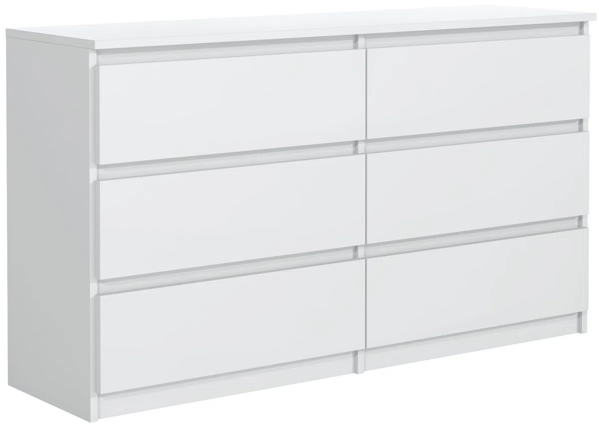 meble masztalerz Cassettiera Camera da Letto con 6 Cassetti - Credenza Soggiorno - Moderna Comò - Cassettiera Alta - Mobiletto con Cassetti - Bianco 100 x 39 x 78,5 cm