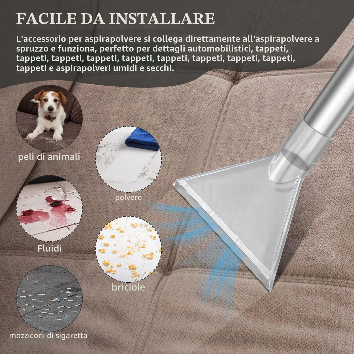 Rierousy 2 Pezzi Aspirapolvere Testina Ugelli, Ugello per Aspirapolver, Bocchetta Estrazione, Bocchetta Aspiraliquidi, Lava Tappezzeria Beccuccio Aspirapolvere Universale