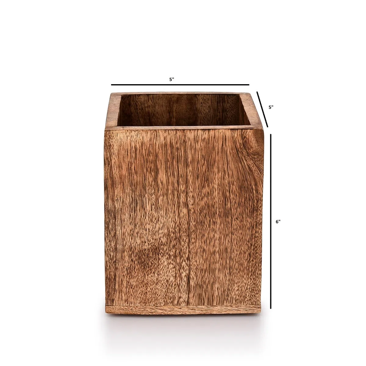 Samhita Portautensili da cucina in legno di mango per piano di lavoro, contenitore per utensili da cucina (12,7 x 12,7 x 15,2 cm)