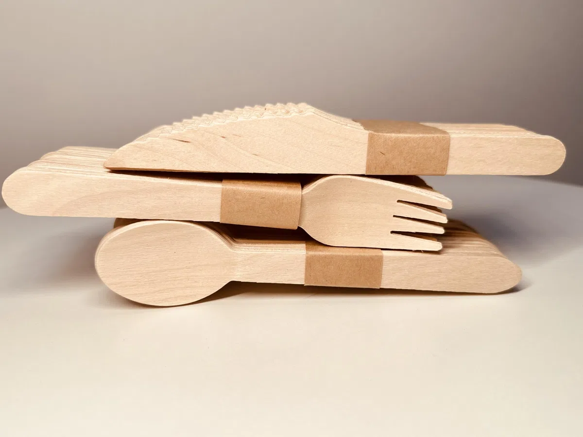 SunMoon Confezione da 360 posate in legno usa e getta, ecologiche, lunghe 16 cm, confezione priva di plastica, sostituto per posate in plastica e bambù, compostabili, biodegradabili per feste