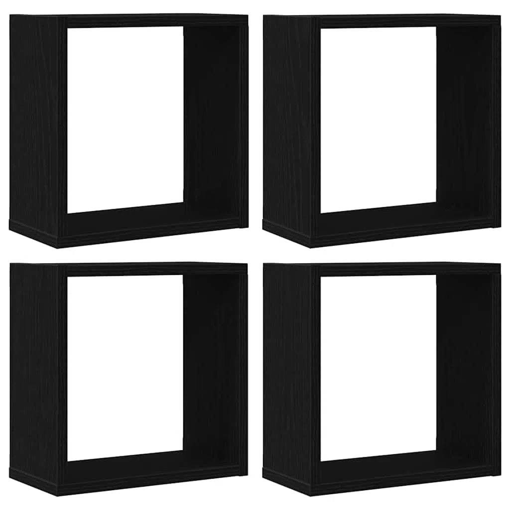 Gecheer Mensole a cubo da Parete, salvaspazio Funzionali 30x15x30 cm in Legno Tecnico Rovere Nero, mensole modulari per Soggiorno Camera da Letto Ufficio