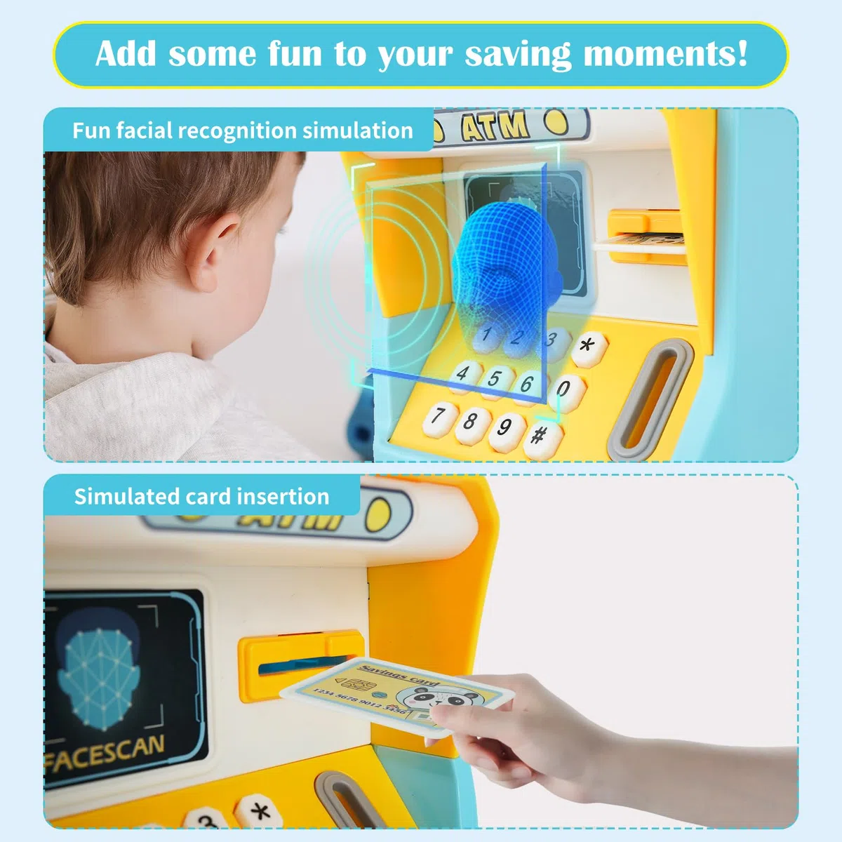Salvadanaio elettronico per bambini, salvadanaio a forma di maialino, cassaforte per bambini, salvadanaio ATM con password, scatola per risparmiare denaro con inserimento automatico di