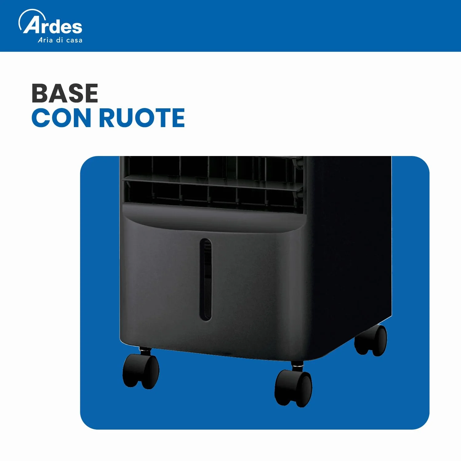 Ardes AR5AMR08 Penny Raffrescatore Evaporativo d'Ambiente con Ruote Digitale Timer e Telecomando capacità Serbatoio 4 L, Nero