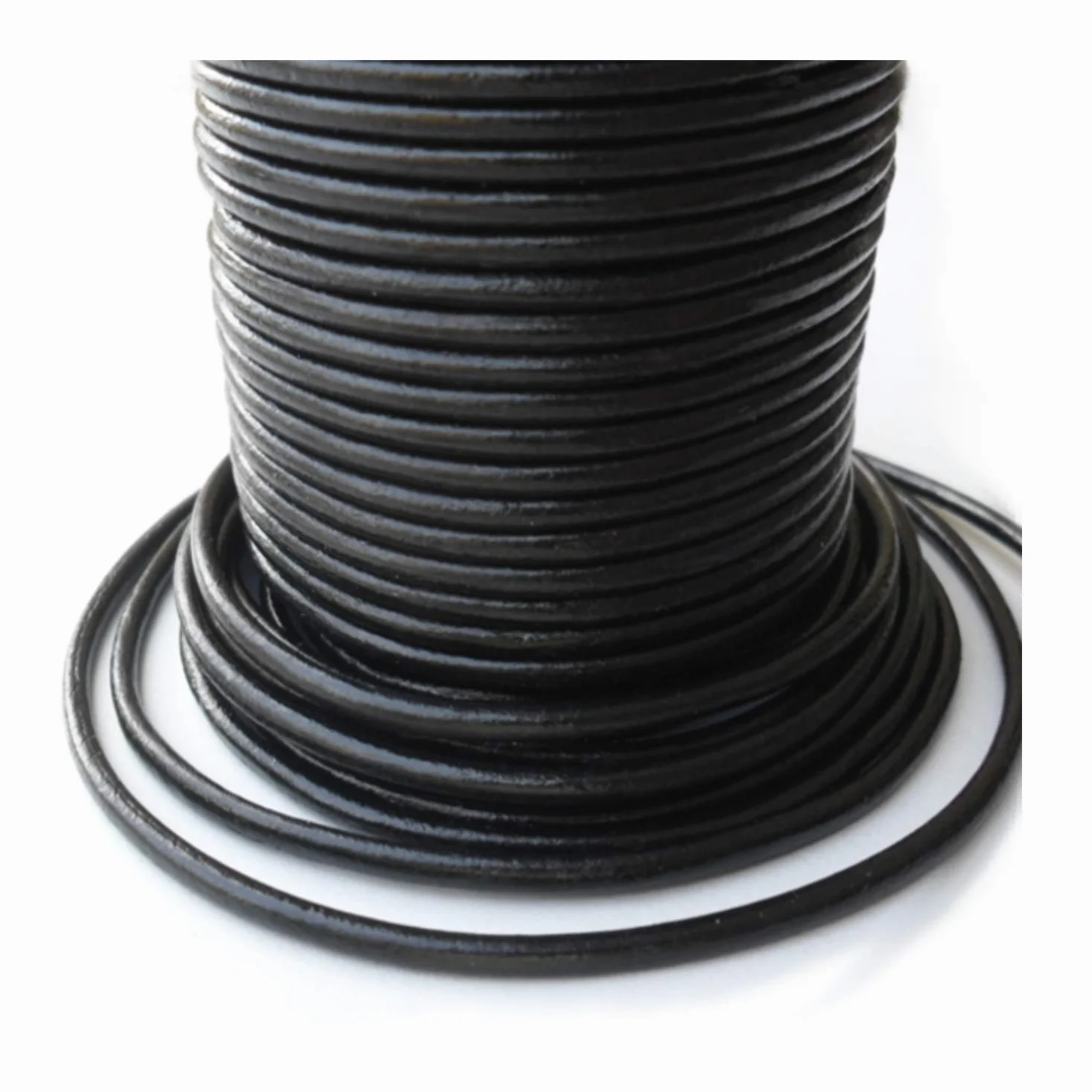 Auroris - rotolo da 10 m di cordoncino in pelle rotondo diametro 5 mm nero