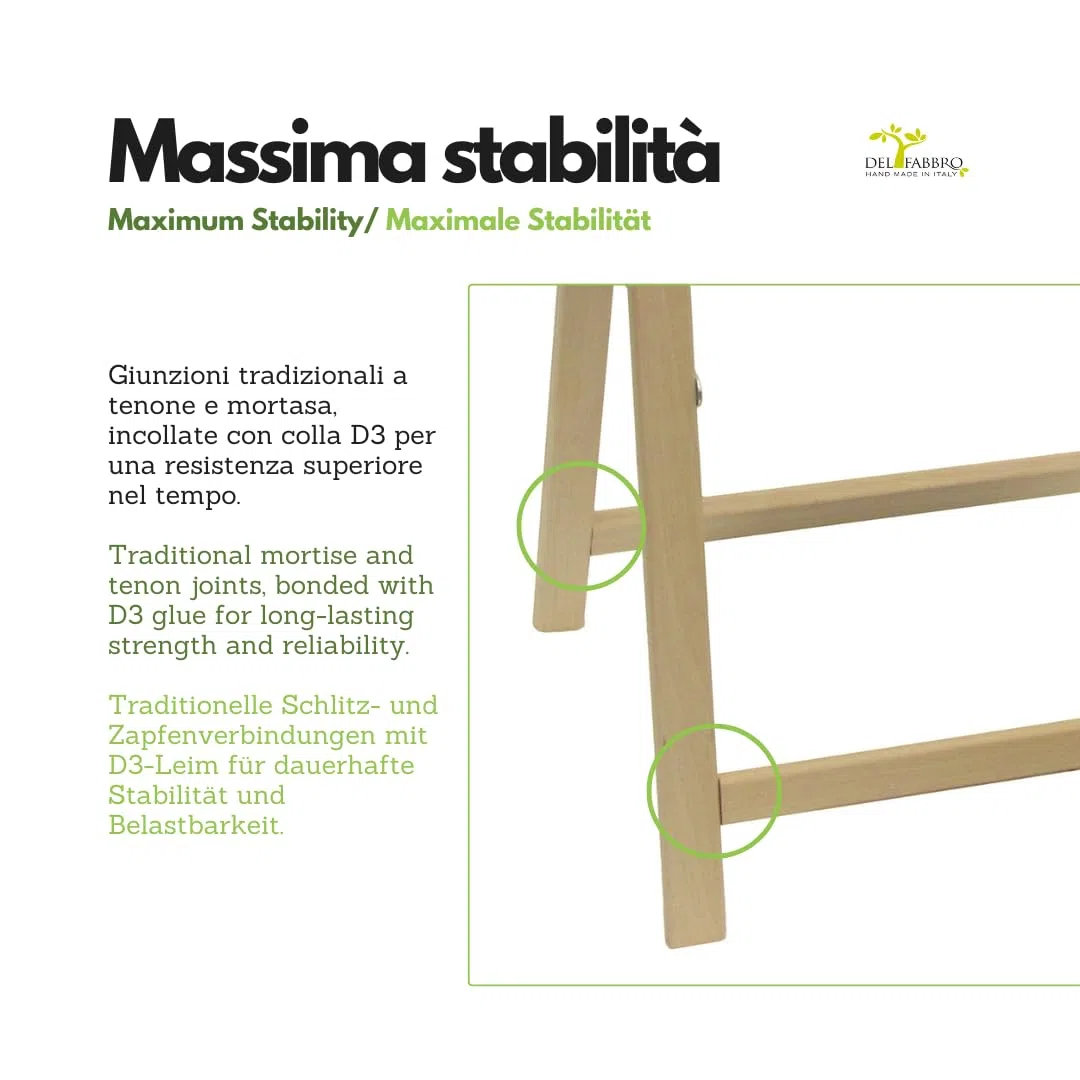 Del Fabbro Coppia Cavalletti da Lavoro Legno Faggio – Supporti Resistenti per Banco Lavoro e Fai da Te – Cavalletti Professionali (80x80 cm)