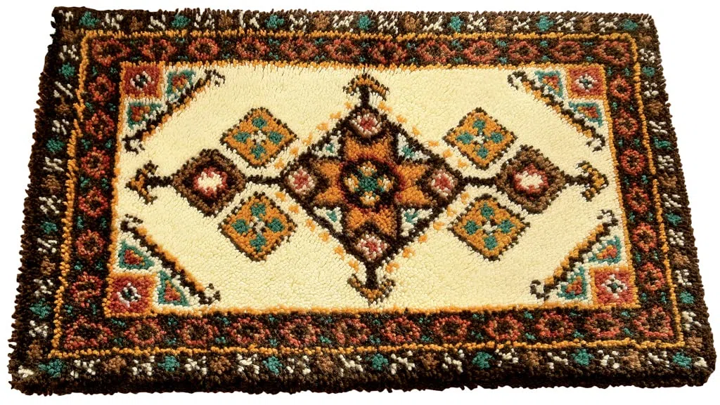 Tracy's Craft Shop - Kit per Realizzare Tappeto con Punto smirne, Motivo Azteco, 76 x 51 cm
