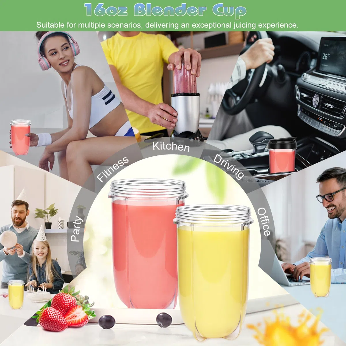 2 tazze di ricambio per Magic Bullet parti di ricambio 16 once frullatore tazze Jar compatibile con 250W Magic Bullet MB1001 Series Juicer Mixer