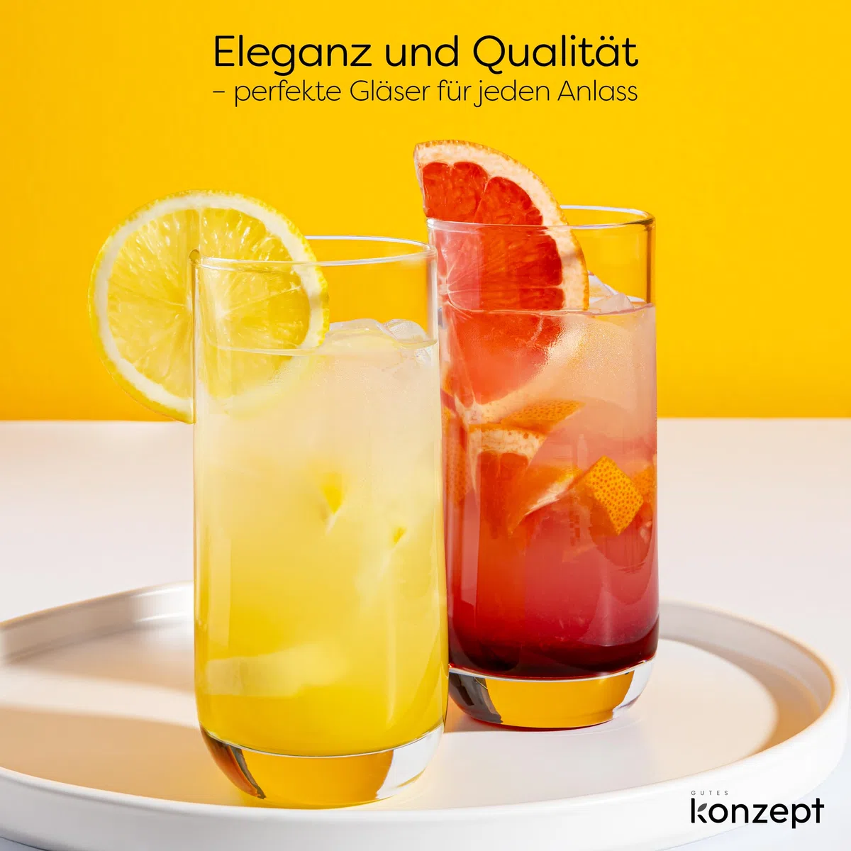 KONZEPT Set di 6 bicchieri da 300 ml, con base rinforzata, lavabili in lavastoviglie, senza piombo, ideali per acqua, succhi e bevande ghiacciate