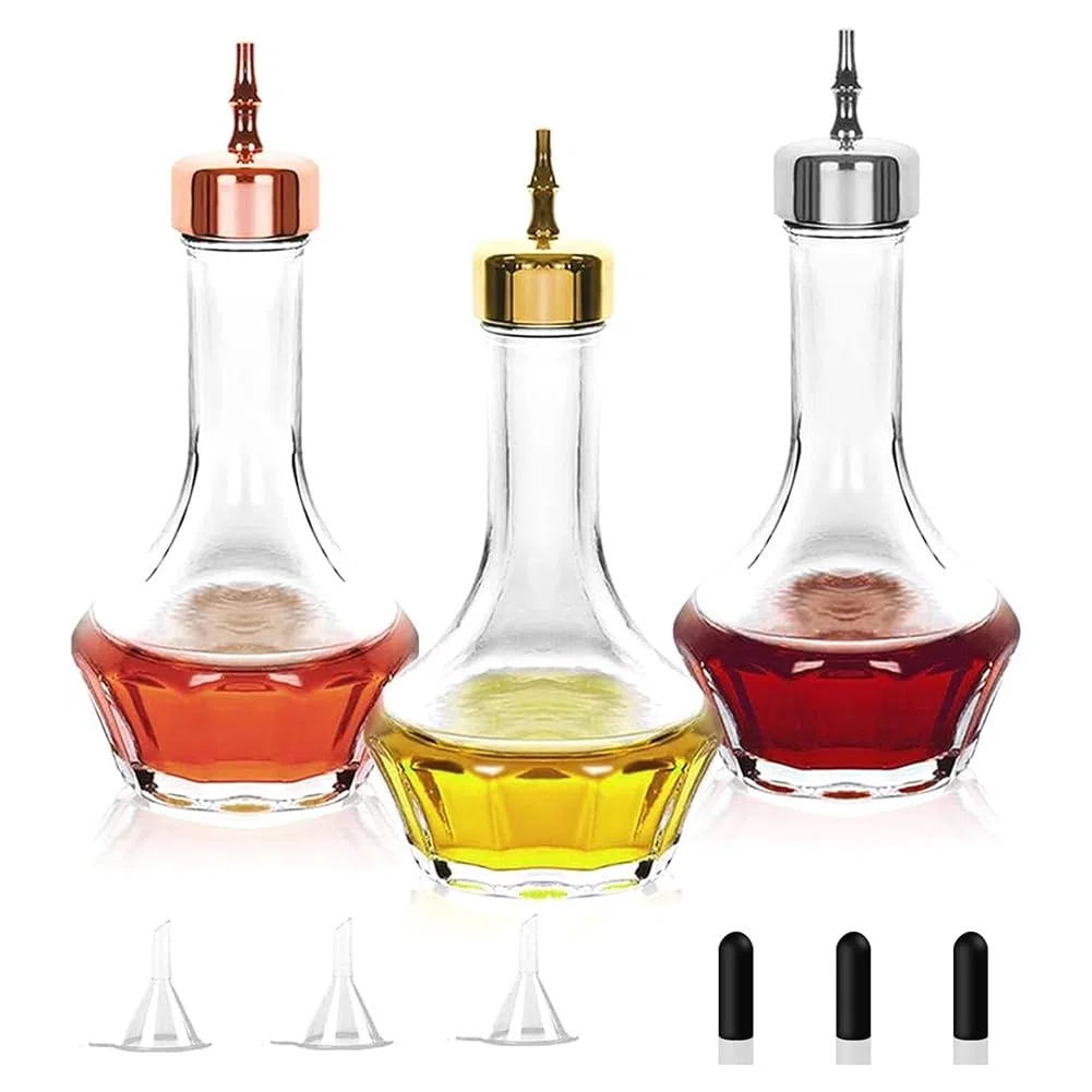 Cenei Bitter Bottle Set di 3 Bottiglie Dasher da 1,7 Oz/50 Ml, Strumento da Bar Professionale per La Creazione di, Bar e Ristoranti