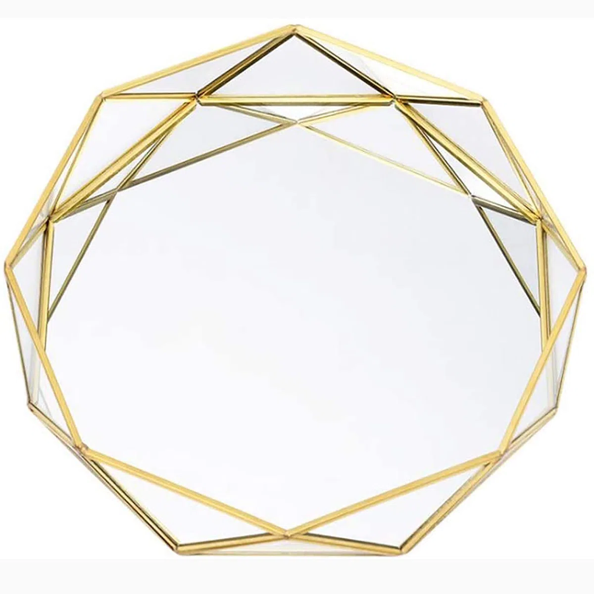 Vassoio a Specchio Oro in Vetro per Profumo, Gioielli, Cosmetici - Portagioie Ottone, Organizer per Trucco Vanità, Comò, Bagno, Camera da Letto