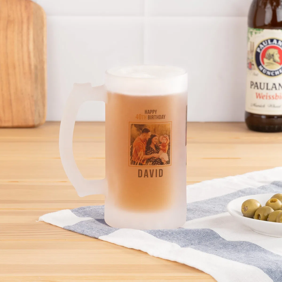 Wanapix | Boccale Birra Personalizzato con Foto y Testo | Vetro Opaco Personalizzato | 500 ml | Bicchieri da Birra Particolare | 100% personalizzabile