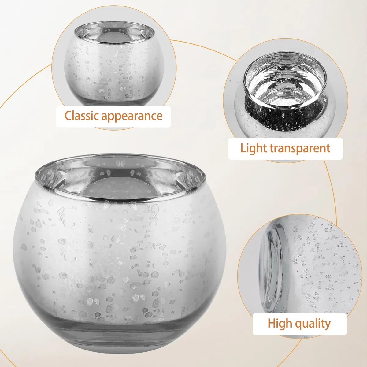 LALAGO 12 pezzi Barattoli per tealight,Vetro porta tealight maculato, Porta candele porta tealight, Barattoli per tealight decorazione di Natale decorazione da tavolo matrimonio (Argento)