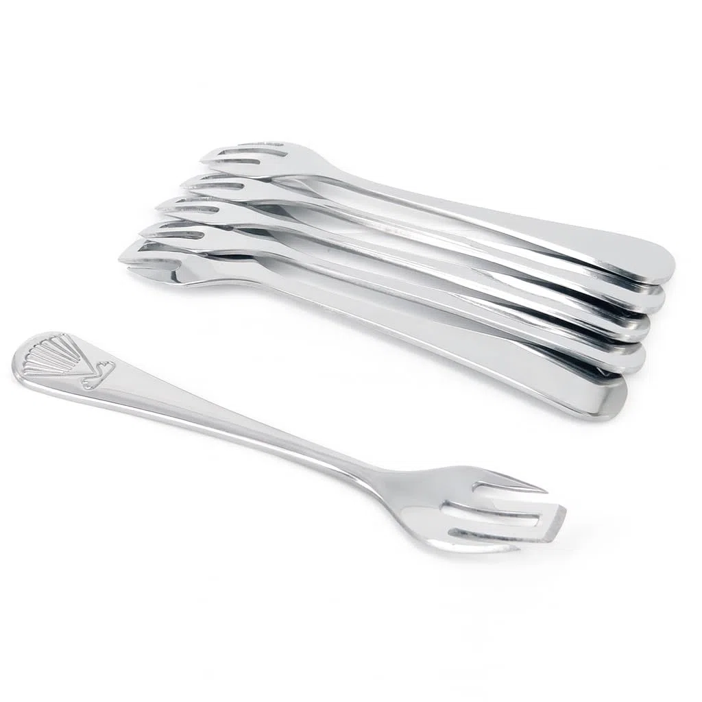 Set di 6 - Forchetta Oyster - Con Dente Sezione - Acciaio Inossidabile 18/10