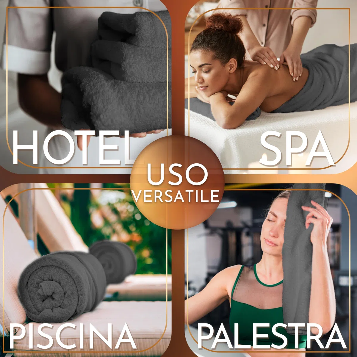 NatureMark - Confezione da 2 Asciugamani Sauna, Qualità Premium, 80 x 200 cm, 100% Cotone, Grigio Antracite