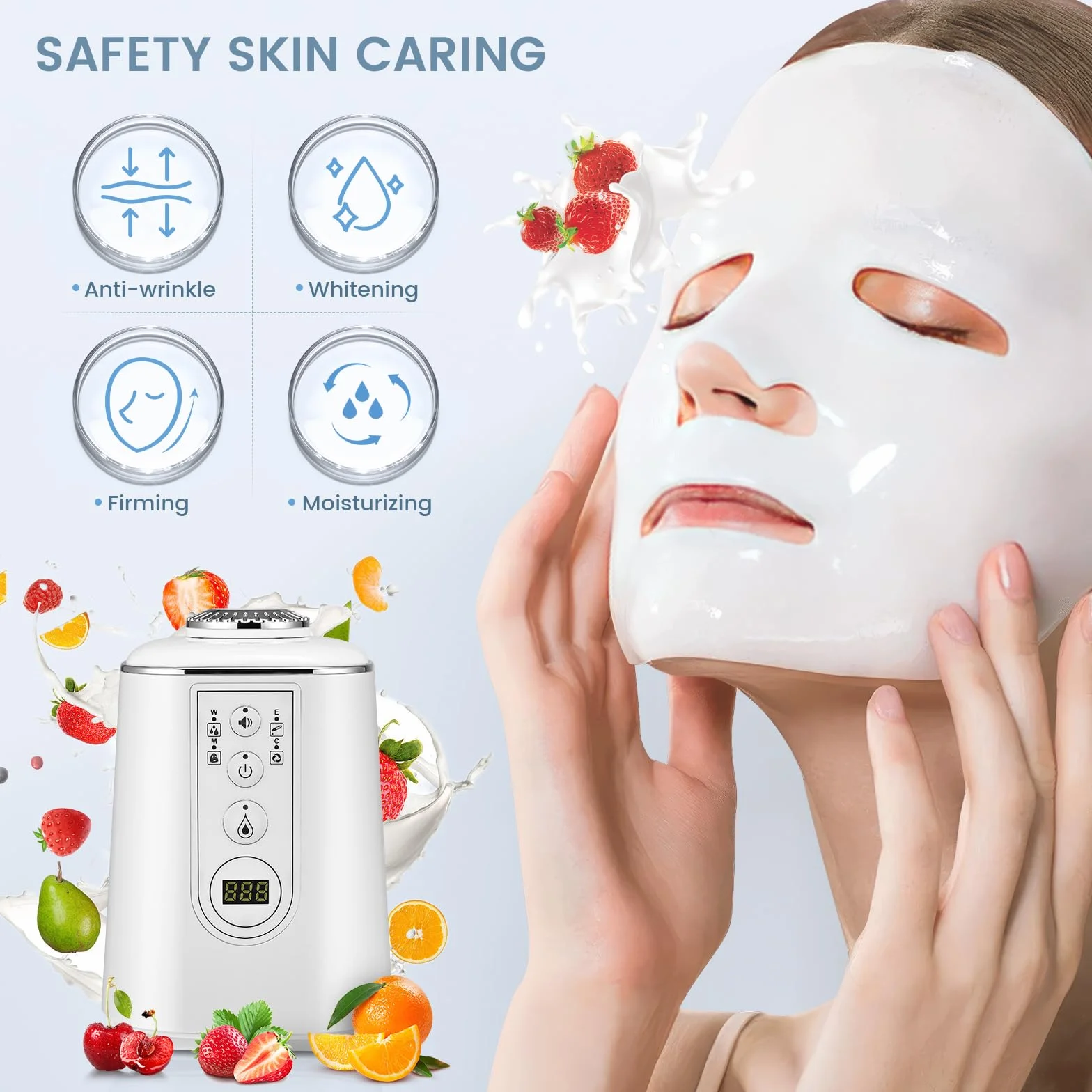 Maschere per il viso, set di maschere per il viso, 32 pezzi, collagene, frutta naturale fai da te, maschere per la vista fai da te, linguaggio intelligente, pulizia automatica