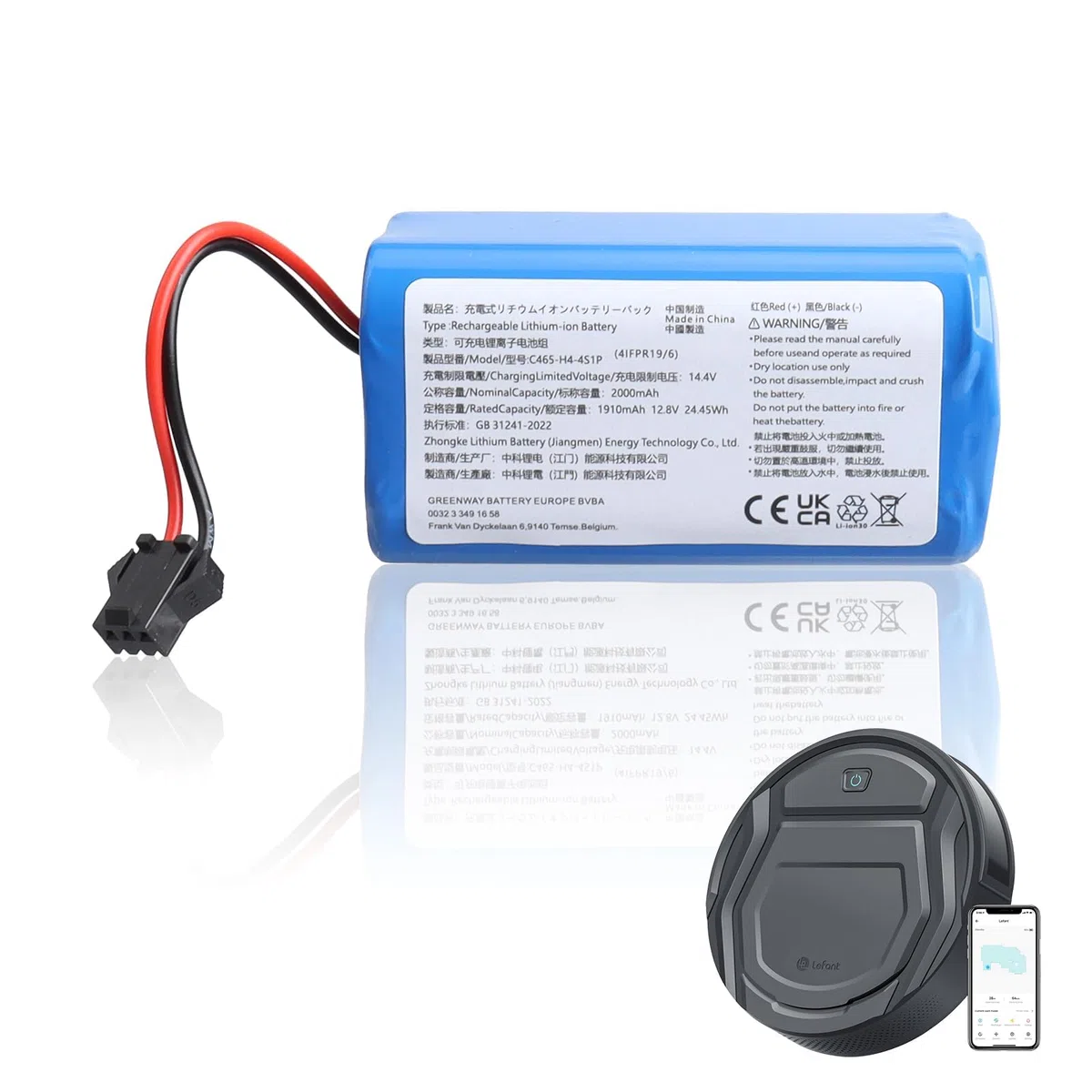 Batteria di ricambio agli ioni di litio MXJFYY da 12,8 V compatibile con robot aspirapolvere Lefant M210 M210 Pro M210P M210B M213 M213S
