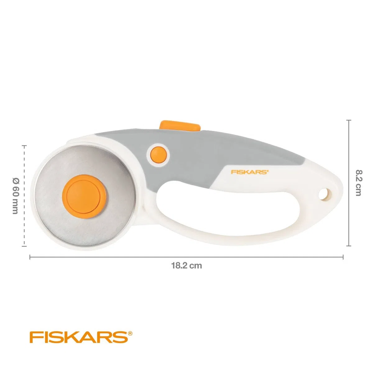 Fiskars Taglierino a Rotella in Titanio, Impugnatura con Occhiello, Per Destrimani e Mancini, Diametro della Lama: 60 mm, Arancione/Bianco/Grigio, 1066040