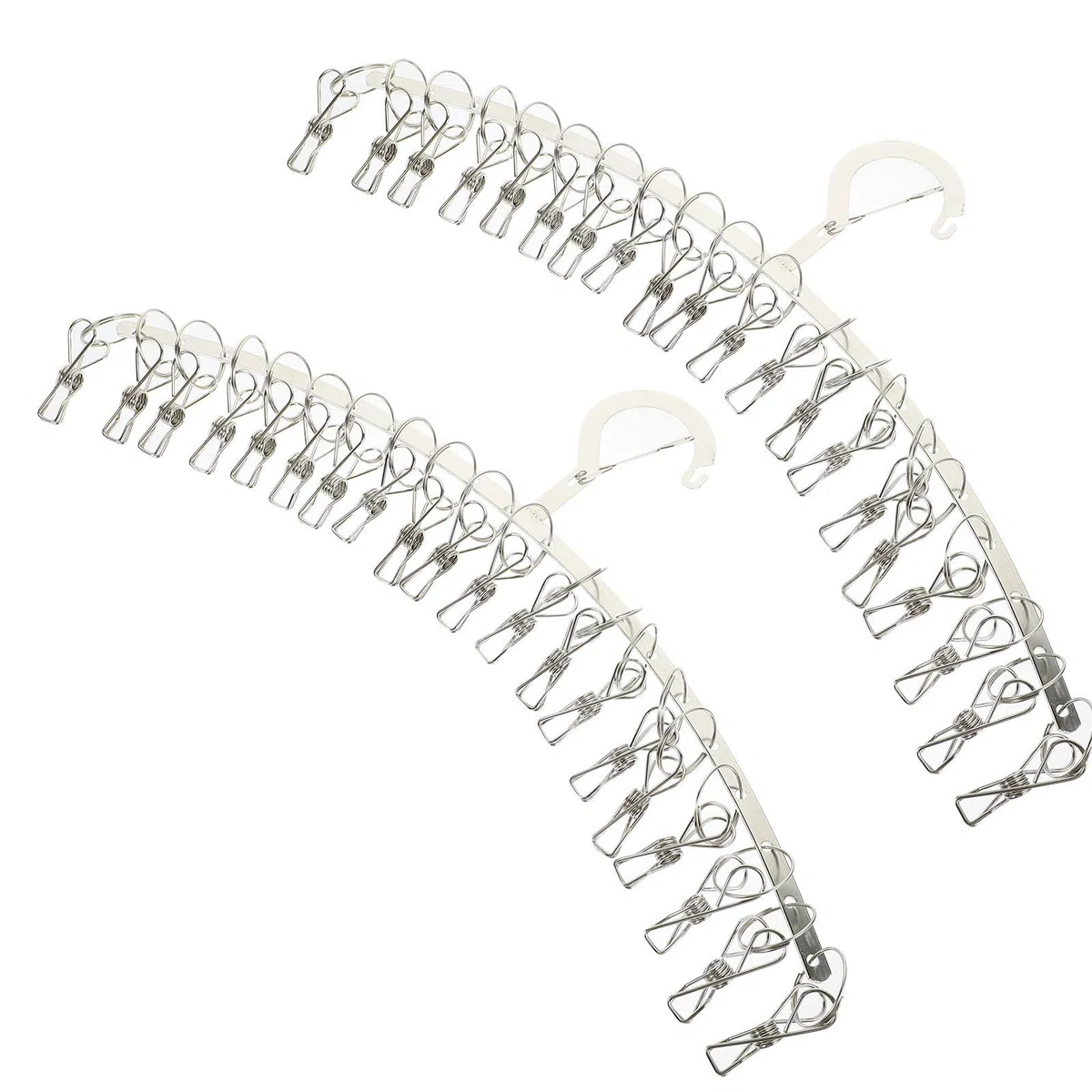 Stendibiancheria in Acciaio Inox 2 Pezzi 20 Clip Regolabili Antivento, Grucce Clip per Calzini e Biancheria Intima, Organizzatore Multifunzionale per Uso Domestico e Outdoor