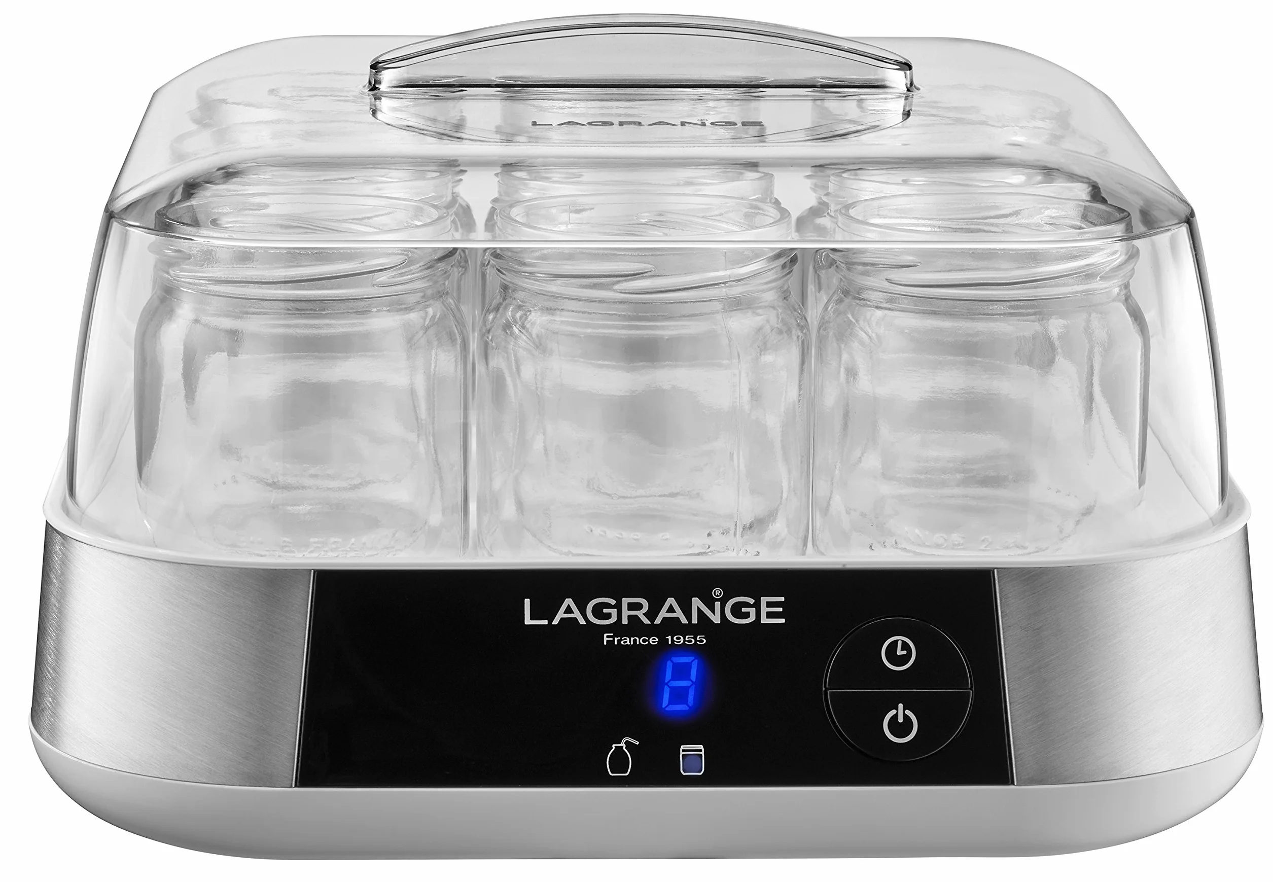 LAGRANGE, Yogurtiera Linea Produzione Francese, 9 Barattoli di Vetro 1.5L programmabile Spegnimento Automatico Segnale Suono 18W 459002
