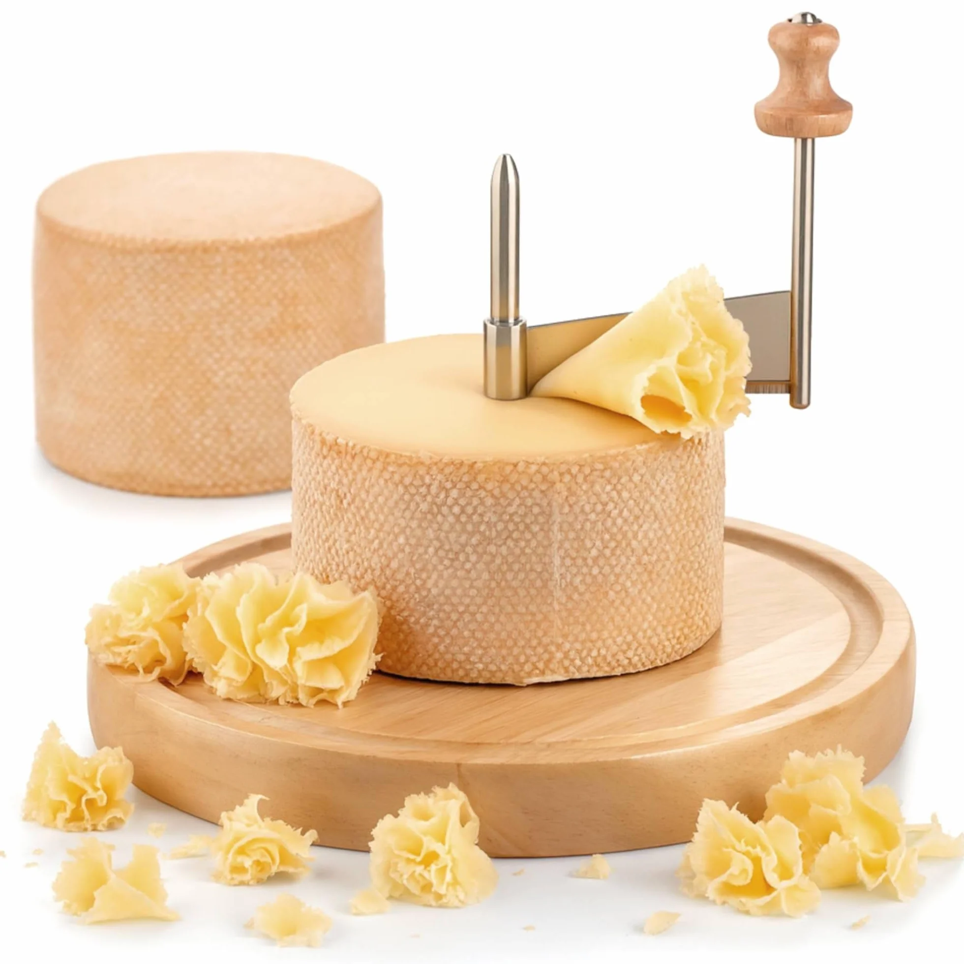 Iris – Taglia Formaggio 'Girolle', per Taglio Orizzontale, per raschiare Il Formaggio, Diametro:22 cm MOD. 3357I.