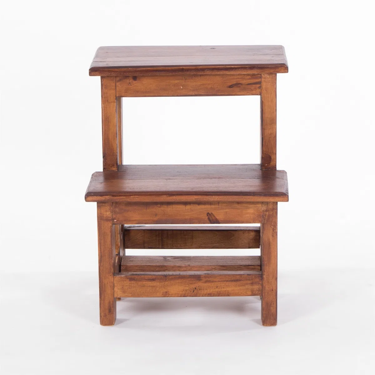 DESIGN DELIGHTS Scaletta a pedale, 46 x 37 x 37 cm (altezza x larghezza x profondità), in legno riciclato, a due livelli, sgabello in legno, per la casa, sgabello a gradini