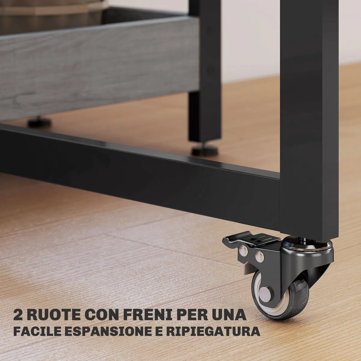 HOMCOM Tavolo da Pranzo Pieghevole, Tavolo Cucina a Ribalta con Ruote per 4 Persone, Scrivania Richiudibile Salvaspazio con 2 Ripiani Aperti, Ideale per Soggiorno, Ufficio, 133.4x80x75 cm, Grigio
