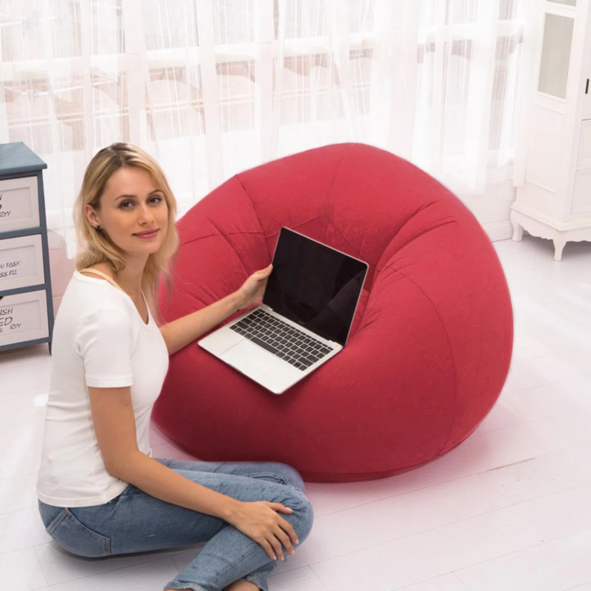 Poltroncina Gonfiabile Per Divano - Poltrona A Sacco Per Adulti | Mobili Gonfiabili Per La Serata Cinema In Camera Da Letto